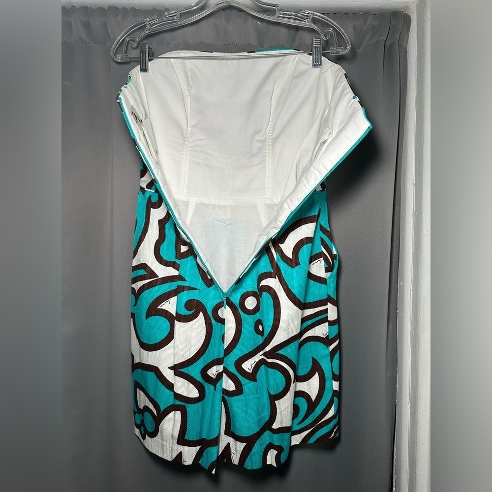 Milly Strapless Turquoise Cocktail Mini Dress - Picture 8 of 8